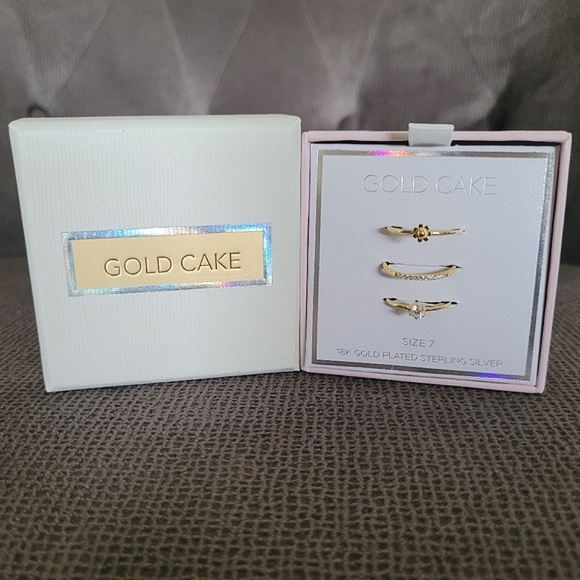 Gold Cake Jewelry Gold Cake Set Of Three3 Dainty Gold Rings Nib